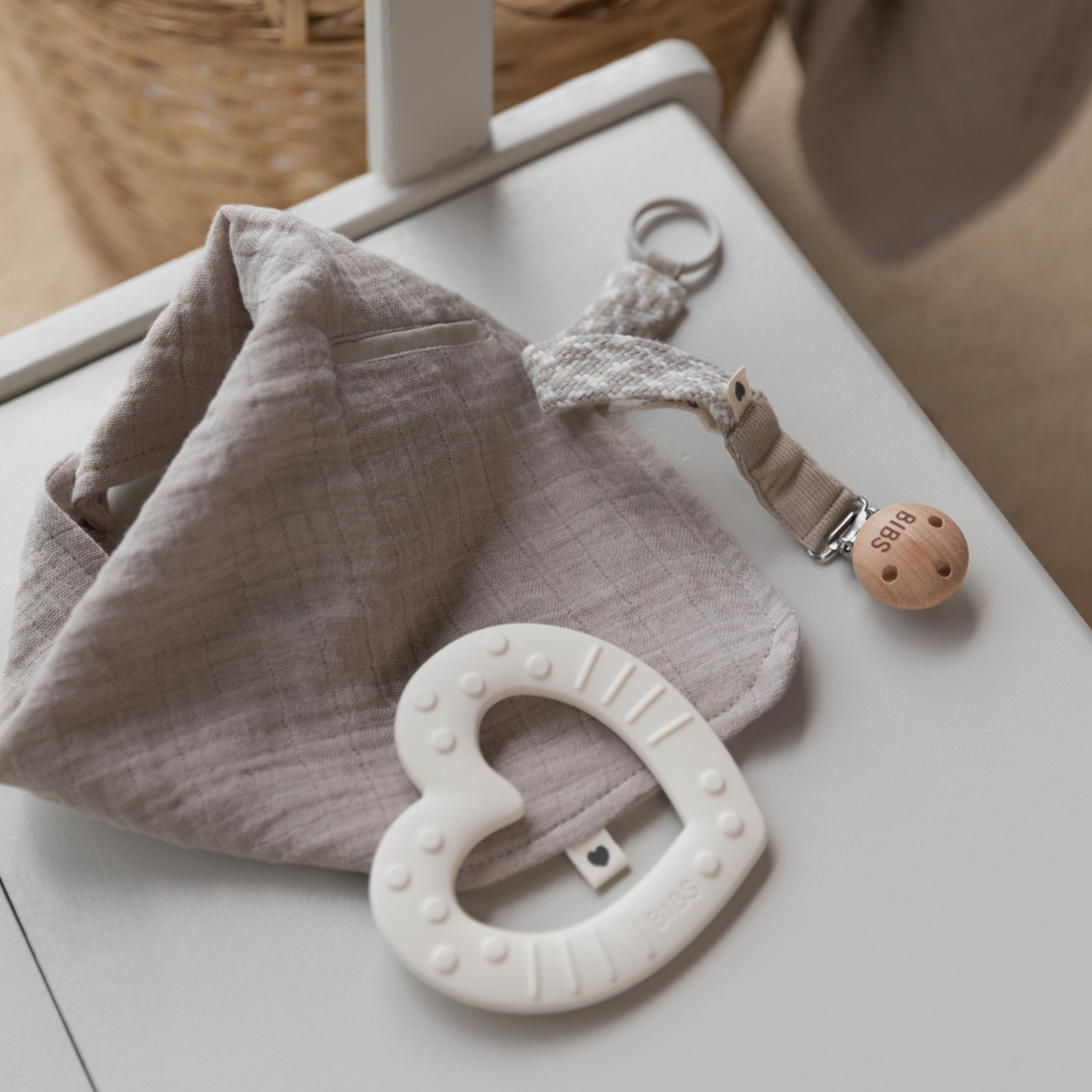 BIBs Baby Bitie Heart Teether - Blush